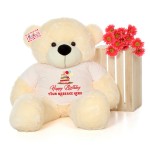 Big 5 Feet Personalized Teddy Bear wearing Customizable Happy Birthday Tshirt - Available in 7 Colors